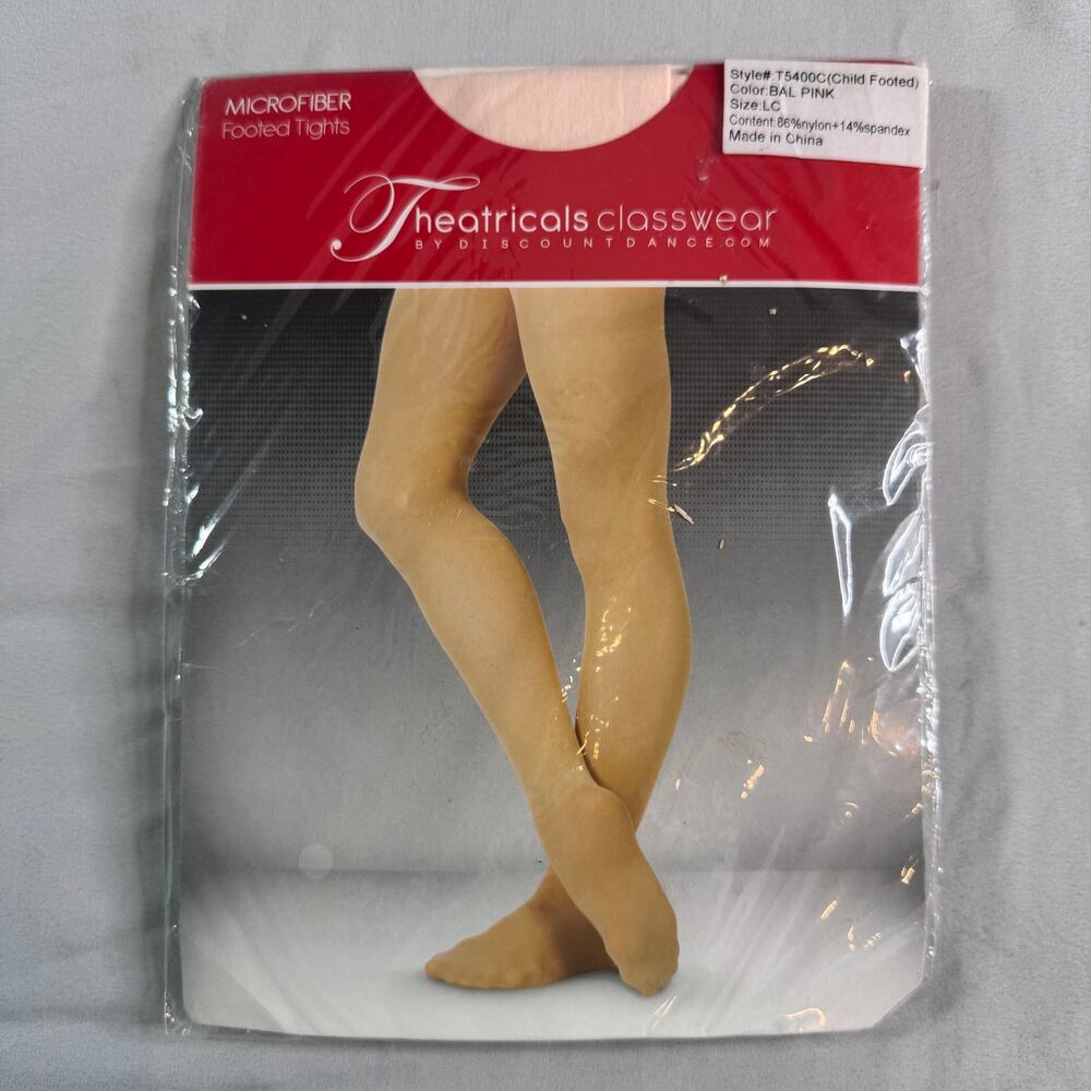 Theatricals Microfiber Footed Dance Tights Child Large Pink Ballet NIP